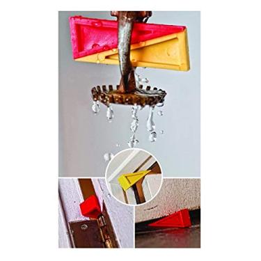 Imagem de LINE2design Batente de porta de bombeiro – Combo de segurança para paradas de aspersores – Compatibilidade de várias superfícies, cunhas de 7,6 cm de comprimento – (pacote com 4, 2 amarelos e 2