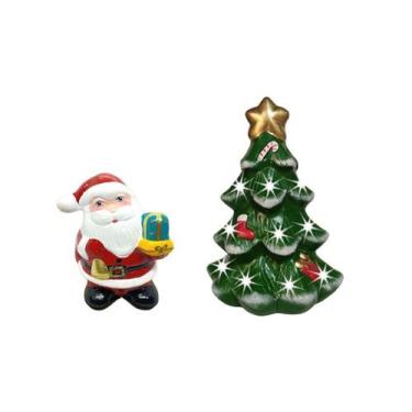 Imagem de Arvore De Natal Porta Vela E Papai Noel Verde Escuro - Hp Decor