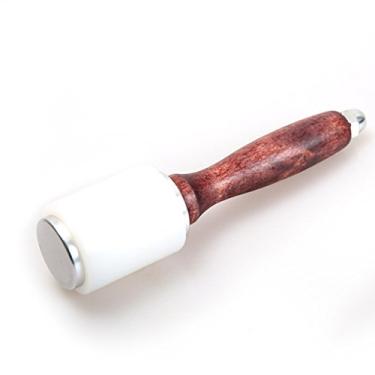 Imagem de Martelo de nylon com cabo de madeira, martelo de nylon para entalhar em couro para estampagem e costura de couro bovino kit de ferramentas