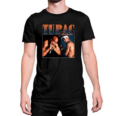 Imagem de Camiseta T-Shirt Estampada 2Pac Tupac Rapper Cor:Preto;Tamanho:G