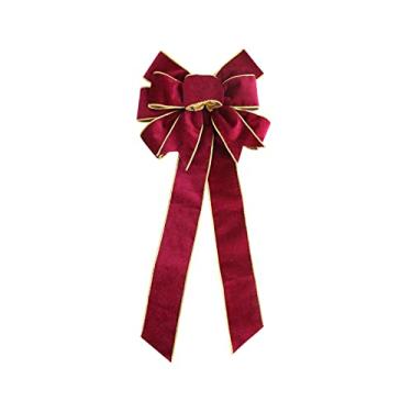 Imagem de Ioensy Pingente Decorativo de Laço de Porta de Natal para para Quintal de Jardim Interno, Vermelho escuro