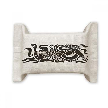 Imagem de Bolsa de linho de algodão para lenços faciais com totem abstrato preto e branco egípcio