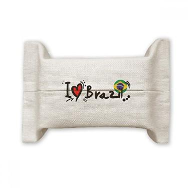 Imagem de I Love Brazil Word Flag Love Heart Illustration Suporte de capa de papel de tecido de algodão saco de linho