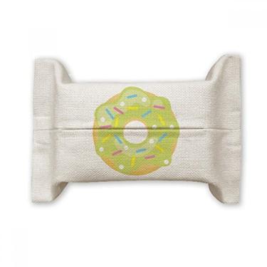 Imagem de Green Doughnut Sobremesa Sweet Food Suporte de capa de papel para lenços faciais Saco de linho de algodão
