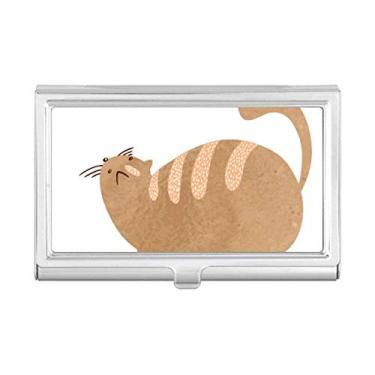 Imagem de Carteira de bolso com compartimento para cartão de visita em aquarela de gato gordo marrom