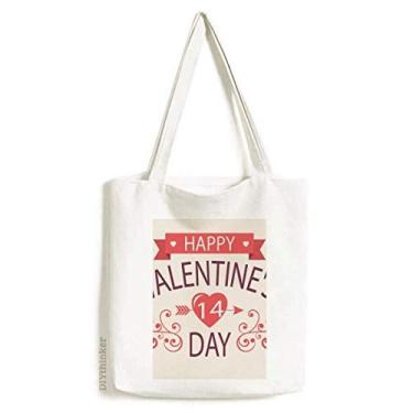 Imagem de Sacola vermelha Happy Valentine's Day 14 coração Arrow sacola de compras bolsa casual bolsa de mão