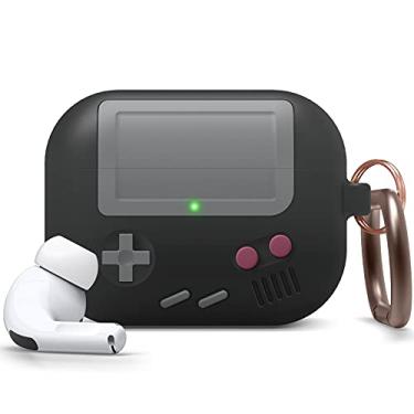 Imagem de elago Capa AW5 compatível com AirPods Pro, design clássico de console de jogos portátil com chaveiro, estrutura de silicone durável, compatível com MagSafe [patente registrada nos EUA] [Preto]