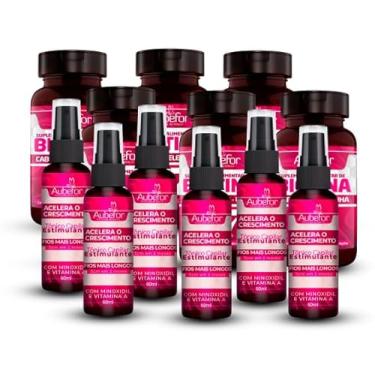 Imagem de 6 Kits Fortalecedores Aubefor com Biotina Vitamina Capilar e Tônico Fortalecedor Tratamento para 6 Meses