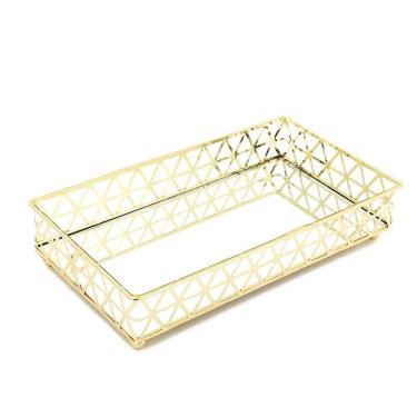 Imagem de Bandeja Retangular Louvre Ouro Espelhada 24x13x5cm - Jolitex