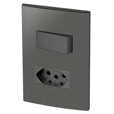 Imagem de Conjunto 1 Simples + 1 Tomada 10A - Inova Grafite - Agt10