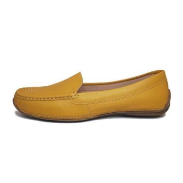 Imagem de Sapato Social Feminino Em Couro Mocassim Slip On Brunet Mostarda - Lil