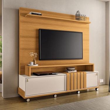 Imagem de Estante Home para TV até 65 Polegadas 2 Portas Ripado com Rodízios Bold HB Móveis