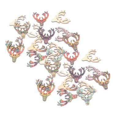 Imagem de SEWACC 50 Unidades Botões Alces de Natal camiseta scrapbook artesanato de enfeites de madeira artesanato decoração adorável botões de artesanato DIY Clássico chifres roupas
