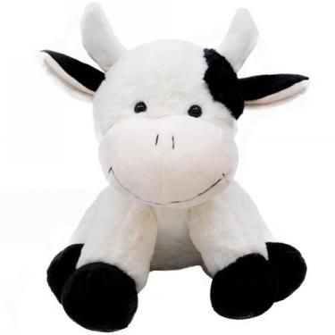 Imagem de Vaca Branca Manchas Pretas 32cm - Pelúcia - Fofy Toys