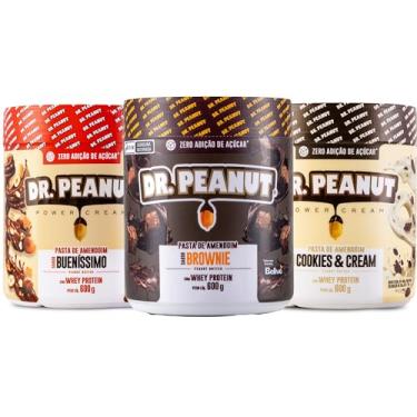 Imagem de Kit 3x Pasta de Amendoim 600g com Whey Protein BROWNIE-BUENISSIMO-COOKIES