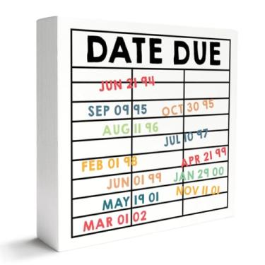 Imagem de Placa de caixa de madeira para amantes de livros, leitor de livros Bookworm, decoração de mesa, casa, quarto, escritório, decoração de estante, data de vencimento, amantes de livros, nerd,