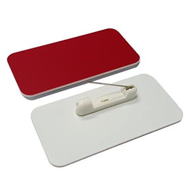 Imagem de Etiqueta de nome/emblema em branco – pacote com 25 – 2,5 x 7,6 cm, cantos redondos, pinos, Vermelho, 1-1/2" X 3"