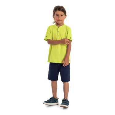 Imagem de Camiseta em Cotton e Bermuda em Sarja Infantil para Meninos Quimby-Masculino