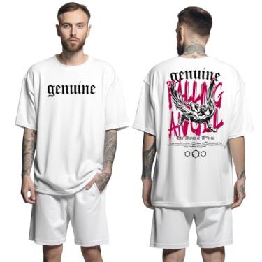 Imagem de Camisa Camiseta Oversized Streetwear Genuine Grit Masculina Larga 100% Algodão 30.1 Falling Angel - Branco - G