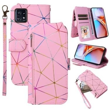 Imagem de Furiet Capa carteira para Motorola Edge+ Plus 2023/Edge 40 Pro 5G/Moto X40 com alça de pulso, 9+ compartimentos para cartões, bolsa flip de couro PU de luxo com zíper, suporte para cartão, capa