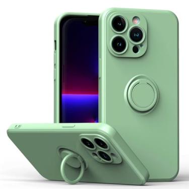 Imagem de Capa de anel magnético de silicone original para iPhone15 11 12 13 14 Pro XS Max XR XS X 6 6S 8 7 Plus Capa de dedo com suporte macio, verde, para iPhone 11 ProMax