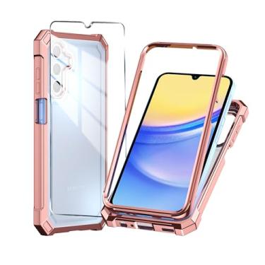 Imagem de Mocotto Capa para celular Samsung Galaxy A15 5G com protetor de tela de vidro temperado, airbags de impacto de quatro cantos, capa protetora de corpo inteiro para Galaxy A15 5G (ouro rosa)