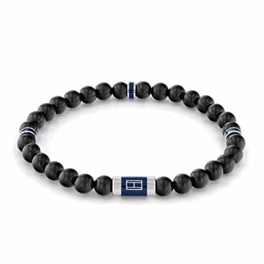 Imagem de Tommy Hilfiger Conta masculina, com contas, standard, Aço inoxidável, madeira preta e cordão preto, Sem Pedra Preciosa