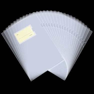 Imagem de 40 pastas de plástico transparente para documentos, com saco de etiqueta, bolsos de projeto de pasta transparente tipo L para tamanho A4/carta, 18C (1,8 mm) de espessura