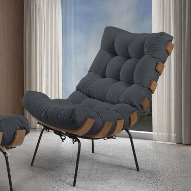 Imagem de Poltrona em Linho Costela Sala de Estar Grafite