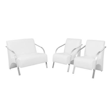 Imagem de Conj 2 Poltronas De 1 Lugar E 1 De 2 Lugares Braço Alumínio Dsalla Tecido Sintético (courino)