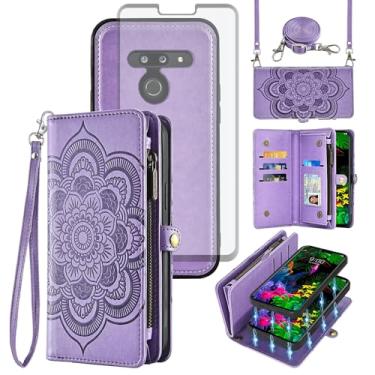 Imagem de Asuwish Capa de telefone para LG G8 ThinQ Carteira com zíper destacável capa celular com alça protetora de tela de vidro temperado mandala flor porta-cartão LGG8 Thin Q G 8 LG8 G8thinq LGG8thinq 8G