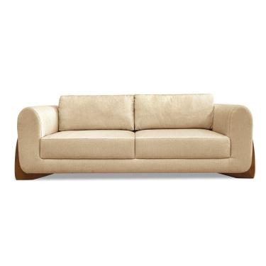 Imagem de Sofá 2 Lugares Base De Madeira Clarissa 160 Cm Linho S04 - D`rossi Cor Dourado