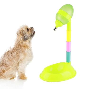 Imagem de GLOGLOW Dispensador de água para animais de estimação e gatos, alimentadores automáticos multifuncionais com altura ajustável, tigela para controle de porção para cães e gatos (verde)