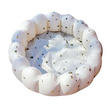 Imagem de Piscina inflável pétala de PVC de 90 cm, adequada para piscina de jogos de bebê ao ar livre, cerca circular, piscina para recém-nascidos (Limão)