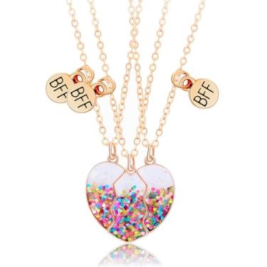 Imagem de Lezmoii Best Friend Colar de Amizade Magnético Combinando Coração BFF Colar para 3 Meninas Presentes de Amizade, Metal, Sem Pedra Preciosa