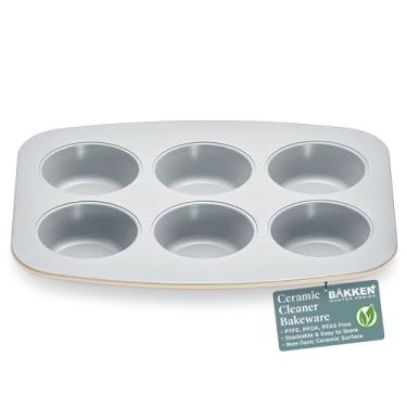 Imagem de Asse com elegância: Conjunto de 6 formas de bolo/muffin - azul, azul-petróleo, mármore, dourado, creme - aço aluminizado com revestimento antiaderente de cerâmica, sem PFOA e PFAS - assadeira não