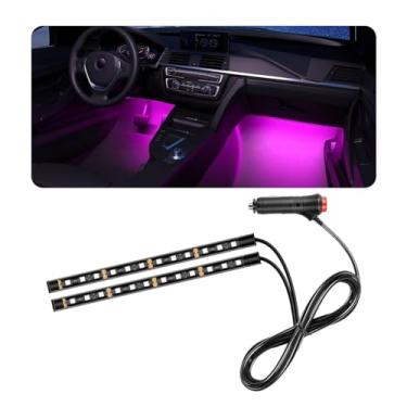 Imagem de povtii Fita de LED para carro, 24 luzes LED RGB para ambientes interiores sob o painel, lâmpada decorativa para acendedor de cigarros, luz noturna ambiente, kit de iluminação universal acessórios para