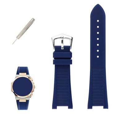 Imagem de XIW Pulseira de relógio de resina compatível com Patek Philippe Nautilus PP 5711 1A010 5712 5712G 5726 5980 25 mm × 13 mm para homens, pulseira feminina (25 mm × 13 mm, azul marinho)