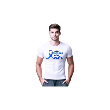 Imagem de Camisetas de Poliester Branca Personalizadas Novembro Azul