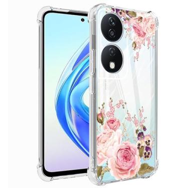 Imagem de Ueokeird Capa de telefone para Honor Play 50 Plus 5G/Honor Play 8T/Honor X7b 4G/5G/90 Smart 5G Capa para meninas e mulheres, capa protetora fina à prova de choque com padrão floral flexível TPU para