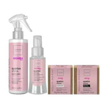 Imagem de Kit Cadiveu Essentials Boca Rosa Quartzo Shine - Shampoo e Máscara em Barra e Fluído e Óleo-Unissex