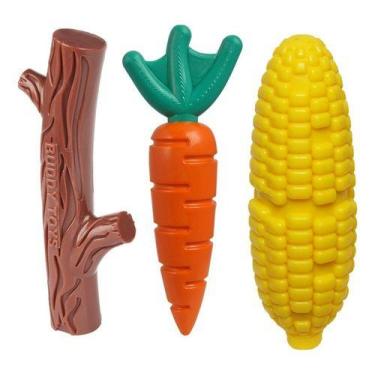 Imagem de Kit 3 Mordedor Buddy Toys Nylon Kit (Milho + Cenoura + Graveto)