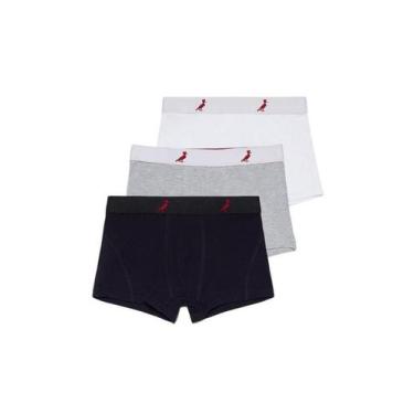 Imagem de Kit De Cueca Mini Boxer 3 Cores Reserva Mini, Preto, Branco, Cinza, 12