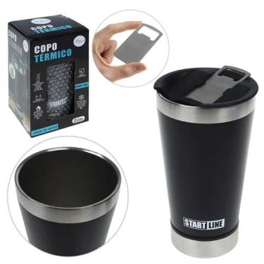 Imagem de Copo inox 520ml preto c/tampa abridor - ZEIN