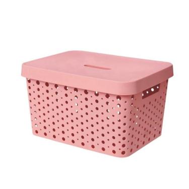 Imagem de Caixa Organizadora Trama Rattan 17l Usual Utilidades, Rose