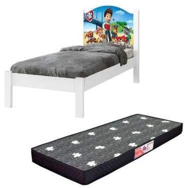 Imagem de Cama Solteiro Infantil Patrulha Meninos + Colchão - B&A BENTO
