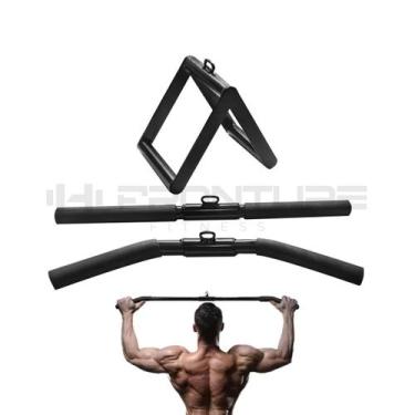 Imagem de Kit 3 Puxadores Musculação Crossover Protetores Reto Protetores Curvo 