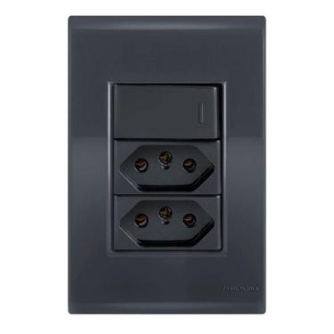 Imagem de Conjunto 1 Simples + 2 Tomadas 20A - Tramontina Liz Grafite