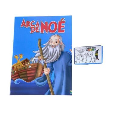 Imagem de Livro Infantil Arca De Noé Colorir Com 6 Giz De Cera - Todo Livro