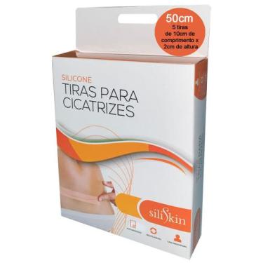 Imagem de Fita Gel Silicone 10cmx2cm Cicatriz Queloide Siliskin 5un